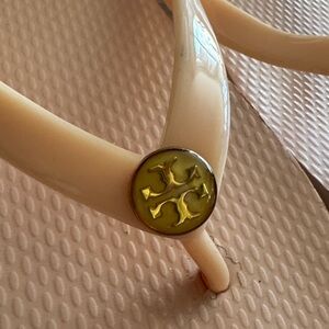 Tory Burch Blush Flip Flop Sandals with Logo Medallion